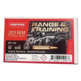 Norma Range/Training .223 Remington 62 gr FMJ 20rds Rifle Ammo for Range Use - 701205994 223/5.56