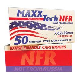 Maxxtech NFR Steel Case Rifle Ammunition 7.62x39mm 123gr FMJ Boxer Primed 2330 fps 50/ct