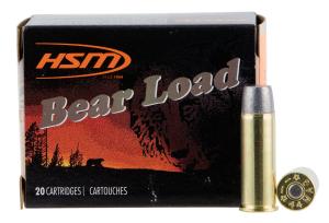 HSM Ammunition Bear Load .44 Remington Magnum 305 Grain Wide Flat Nose Brass Cased Pistol Ammo 20 Rounds 44M15N20 44 Mag