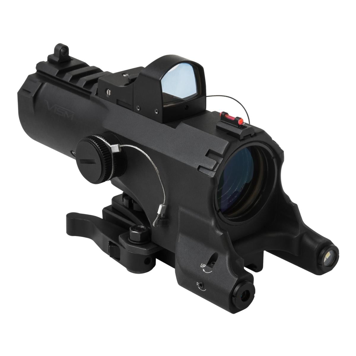 VISM ECO Prismatic Scope 4X Scope/Laser & NAV LED/Green Micro Dot, Black