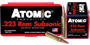 Atomic Ammunition .223 Remington Subsonic 77 Grain Full Metal Jacket Centerfire Rifle Ammo 223/5.56