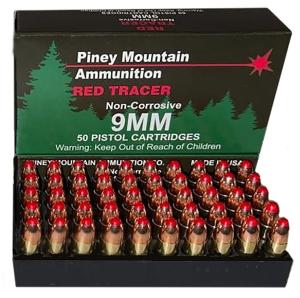Piney Mountain Ammo Supernova Tracer 9mm 119 gr FMJ Enhanced Visibility 20 Rounds PMSN9MMR
