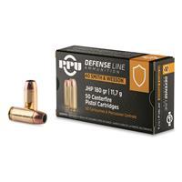 PPU Defense .40 S&W 180 Grain Jacketed Hollow Point Brass Cased Pistol Ammo 50 Rounds PPD40