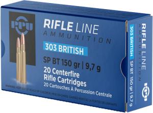 PPU Rifle Ammunition .303 British 150 gr SP 2690 fps - 20/ct