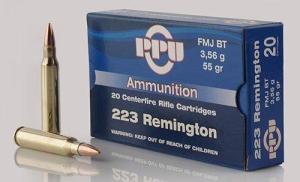 PPU Rifle Ammunition .223 Rem 55 gr FMJ-BT 3240 fps 20/ct 223/5.56
