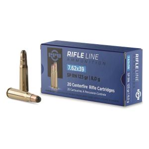 PPU USA Metric Rifle 7.62x39mm 123 gr PSP 20rds Rifle Ammo for Pointed Soft Point and Versatile Use - PP739P
