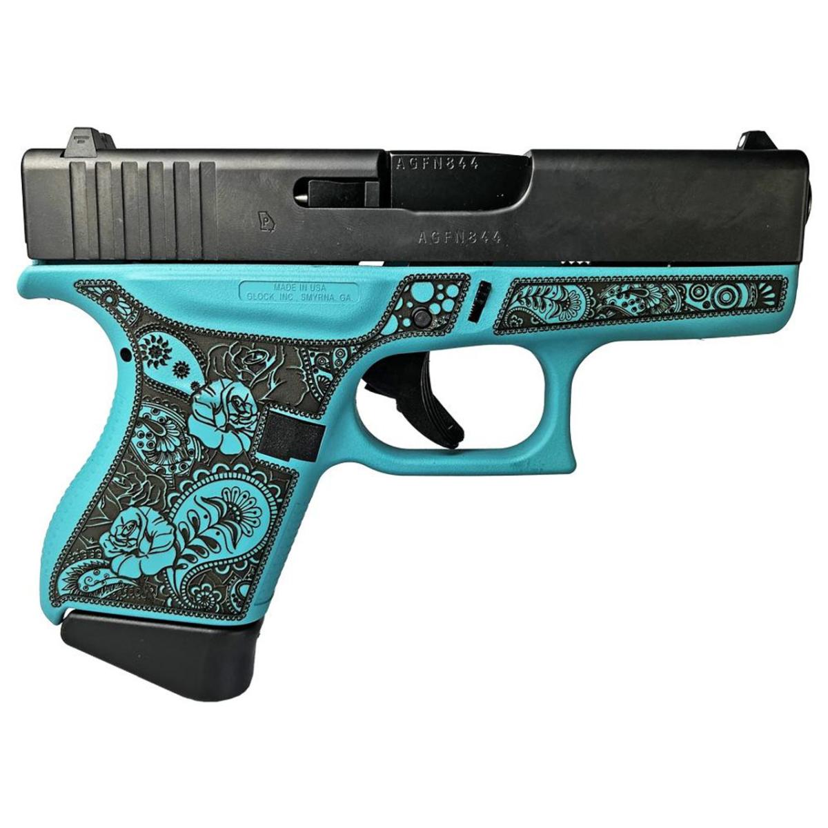 Glock 43 Tiffany Blue Engraved Frame 9mm