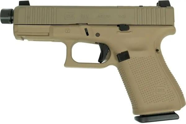 Glock V-Series Model 19 FDE Cerakote  Threaded Barrel 9mm