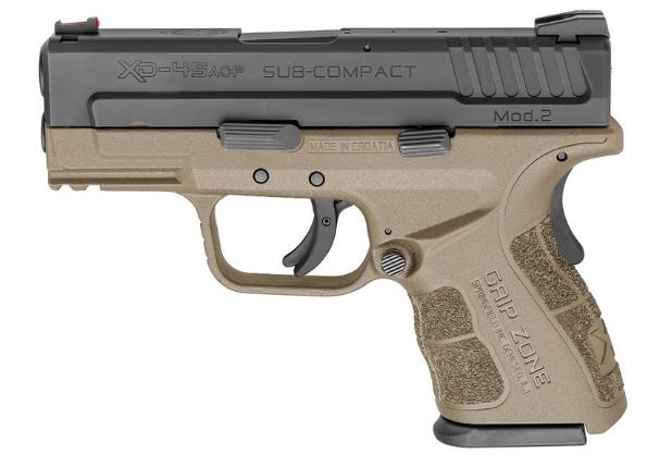 Springfield XD Mod.2 Sub-Compact Flat Dark Earth (FDE) with GripZone 45 ACP