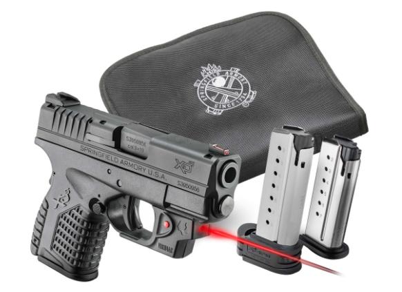 Springfield XDS 3.3" Single Stack w/ Viridian E-Series Red Laser & Notebook Gun Case 45 ACP