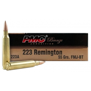 PMC 223ABP Bronze Battle Pack 223 Rem 55 gr 3200 fps Full Metal Jacket Boat-Tail - 200 Rounds - Free Shipping!