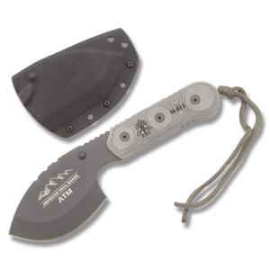 Tops American Trail Master with Black Linen Micarta Handle and Black Coated 1095 Carbon Steel 3.75" Widebelly Plain Edge Blade and Kydex Sheath Model ATM-01