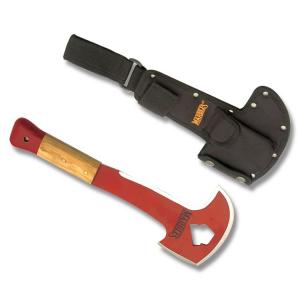 Marbles Firefighter Survival Axe 15.125" with Wooden Handles and Fire Hardened Red Coated Carbon Steel Blade Model MA5215