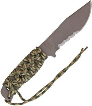 Mission MPS-Ti Fixed Blade Knife, 5in, Partially Serrated, Skeletonized Handle, Multi-Camo Cord Wrap, MPS10T25SXCMC