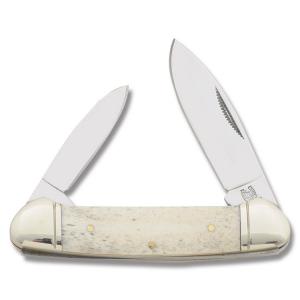 Rough Rider Canoe White Smooth Bone Handle 440A Stainless Steel