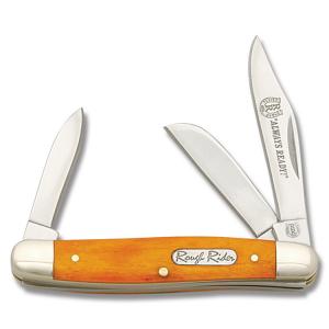 Rough Rider Mini Stockman 2.75" with Orange Smooth Bone Handle with 440A Stainless Steel Blades Model RR244