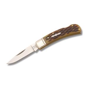 Rough Rider Small Lockback 3.125" with Brown Jigged Bone Handle and 440A Stainless Steel Plain Edge Blade Model RR461