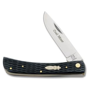 Rough Rider Coal Miner Work Knife Linerlock with Coal Black Jigged Bone Handles and 440A Stainless Steel 3.25" Drop Point  Plain Edge Blade Model RR760