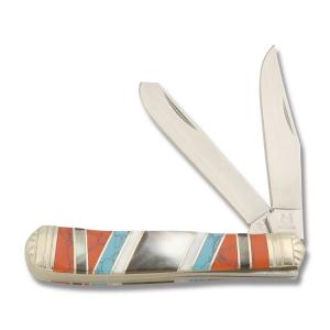 Rough Rider StoneWorx Series Trapper 4.125" with Synthetic Turquoise Handle and 440A Stainless Steel Plain Edge Blades Model RR918