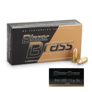 CCI Blazer Brass 9mm 115 Grain FMJ, 50 Rounds 5200