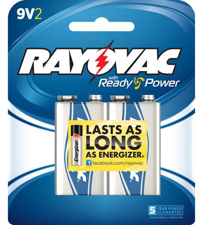 Rayovac A1604-2J  Alkaline 9 Volt Batteries 2 Pack Card