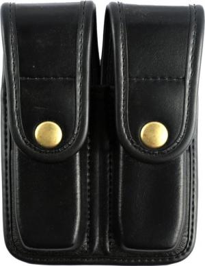 Bianchi 7902 Double Mag Pouch, Plain Black, Brass Snap - Sig P220, Colt Gov't and Similar - 22192