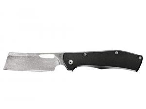 Gerber Blades 30-001494 FlatIron Cleaver Folding Knife 3.8" Stonewashed Plain Blade, Black Aluminum with Stonewashed Back Handles