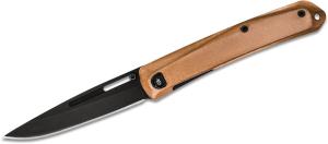 Gerber Affinity Gentleman's Folding Knife 3.7" D2 Black Drop Point Plain Blade Copper and Black Stainless Steel Handles