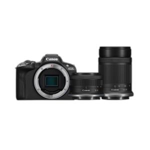 Canon EOS R50 Mirrorless Camera with 18-45mm and 55-210mm Lenses in Black