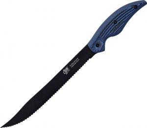 Camillus Knives Cuda 9 in Professional Ser Knife Fixed Blade Knife, 9in, Blue/Black Micarta Handle, 18129