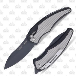 Camillus Heat Folding Knife with Black Glass Filled Nylon Handle and Black Coated AUS-8 Stainless Steel 3.25" Drop Point Plain Edge Blade Model 19167