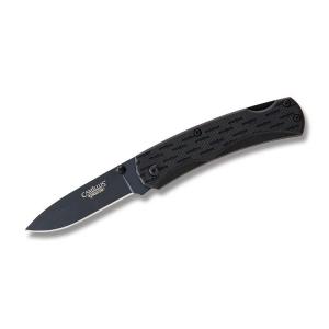 Camillus Camlite Folding Knife with Black Glass Filled Nylon Handle and Black Carbonitride Coated 440 Stainless Steel 2.25" Drop Point Plain Edge Blade Model 19200
