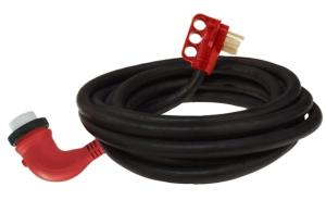 Valterra Mighty Cord 90 deg LED Detachable 50 Amp Power Cord w/ Handle, Red, 25ft, A10-5025ED90