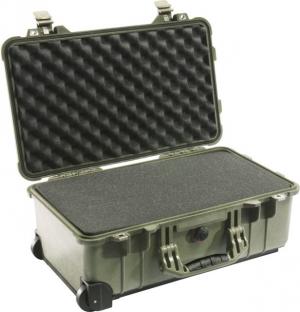 Pelican 1510 Carry On 22x13x9in Wheeled Protector Case, OD Green w/ Foam 1510-000-130