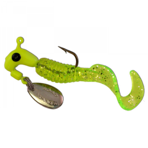 Road Runner Curly Tails Panfish Jig Lure 1/8 oz 2pk - Chartreuse Sparkle