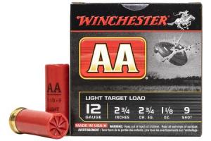 WINCHESTER AMMO 12 Gauge 2-3/4 in 1-1/8 oz 9-Shot AA Light Target Load 25/Box