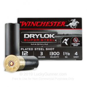 12 Gauge - 3" 1 3/8 oz. #4 Steel Shot - Winchester Drylok Super Steel Magnum - 25 Rounds