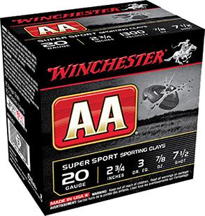 Winchester Ammo AASC207 AA Target Loads 20 Gauge 2.75" 7/8 oz 7.5 Shot 25 Bx/ 10 Cs