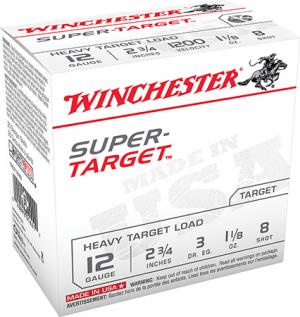 Winchester Ammo TRGT12M8 Super Target 12 Gauge 2.75" 1-1/8 oz 8 Shot 25 Bx/ 10 Cs