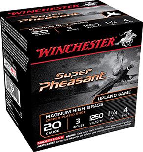 Winchester Ammo X203PH4 Super Pheasant Plated HV 20 Gauge 3" 1-1/4 oz 4 Shot 25 Bx/ 10 Cs