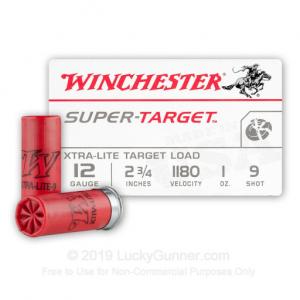 12 Gauge - 2-3/4" Lead Shot Target Load - 1 oz - #9 - Winchester Super Target - 250 Rounds