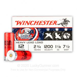 12 Gauge - 2-3/4" 1-1/8oz. #7.5 Shot - Winchester USA Game & Target - 25 Rounds
