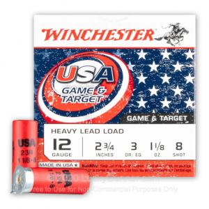 12 Gauge - 2-3/4" 1-1/8oz. #8 Shot - Winchester USA Game & Target - 25 Rounds