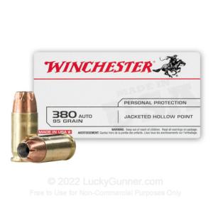 Winchester USA .380 ACP Ammunition 95 Grain JHP 955 fps