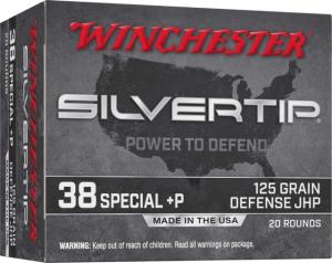 Winchester Super-X .38 Special +P 125 Grain Silvertip Jacketed Hollow Point Centerfire Pistol Ammunition, 20 Round, W38PST