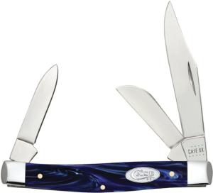 Case Stockman Blue Pearl Folding Knife, Mirror finish stainless clip, sheepsfoot, and pen , Blue Pearl Kirinite handle, 23442