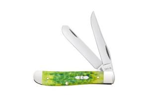 XX Mini Trapper Folding Knife Green Apple Peach Seed Jigged Bone CA27861