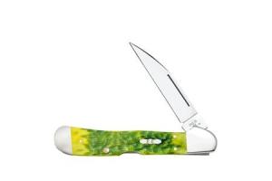 XX CopperLock Folding Knife Green Apple Peach Seed Jigged Bone CA27864