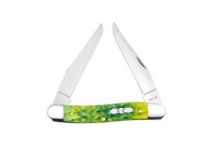 XX Muskrat Folding Knife Green Apple Peach Seed Jigged Bone CA27866