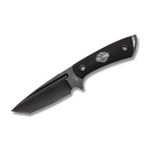 Tec X Harley Davidson FB-1 Fixed Blade with Glass Reinforced Nylon Handles and Black Coated 440 Stainless Steel Tanto Plain Edge Blades Model 52164
